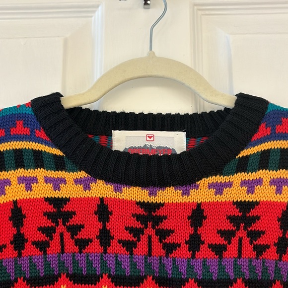 Vintage Obermeyer Colorful Retro Crewneck Wool Ski Sweater Mens size Large - Picture 7 of 7